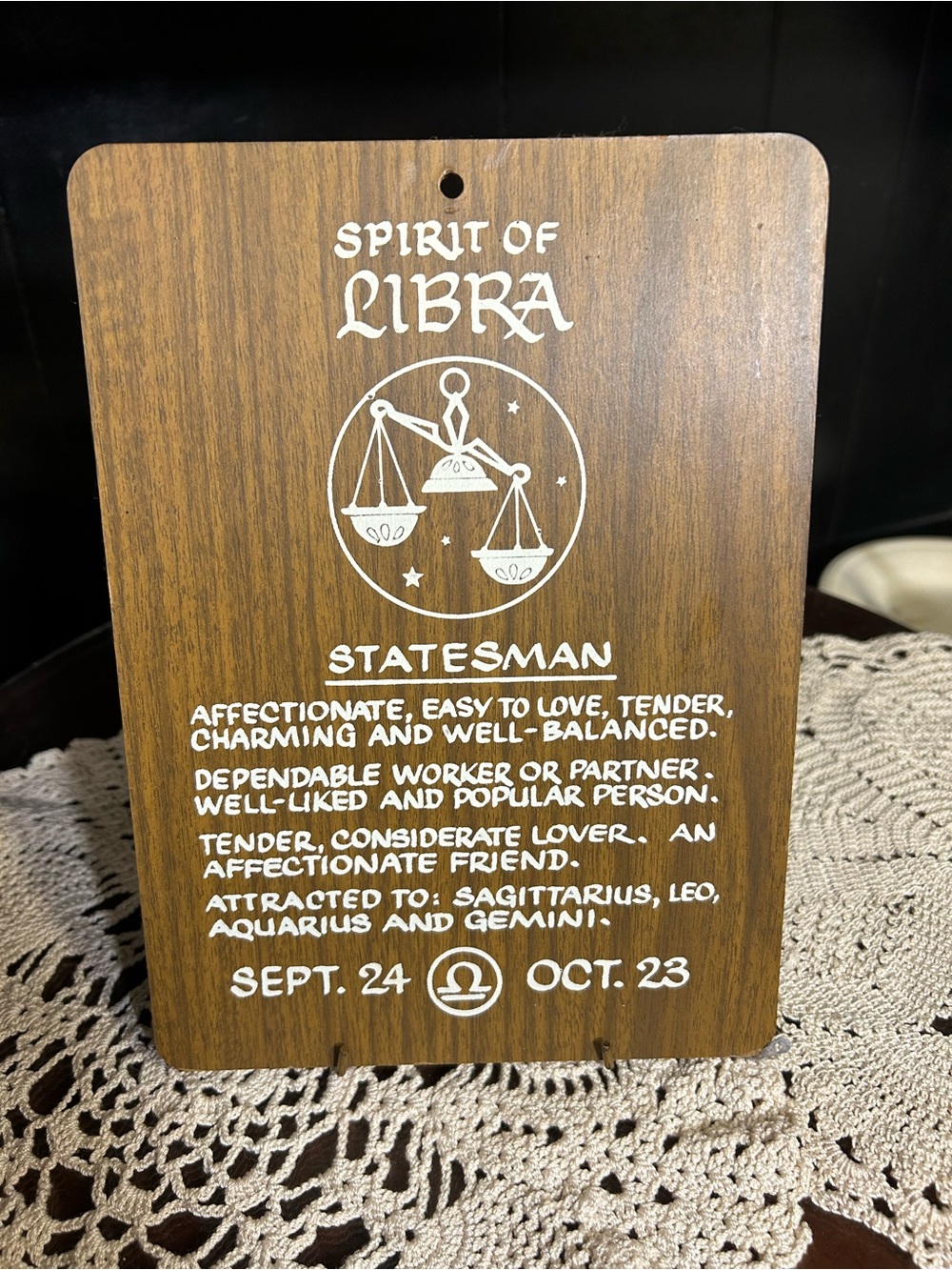 Spirit of Libra Wall Plaque - Brown Wood Tone